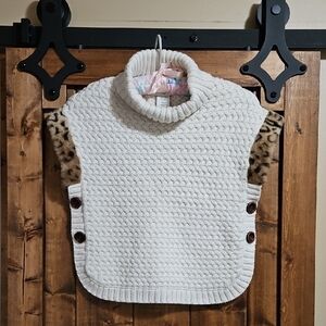 Aspen Kids Cream Knit Girls Poncho With Faux Fur Trim Size 7/8